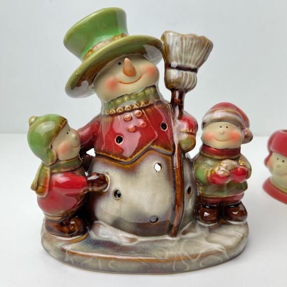 Yankee Candle Snowmen Kids Candle Holder by Ronnie Walter w/ 3 Matching Minis - Picture 2 of 15